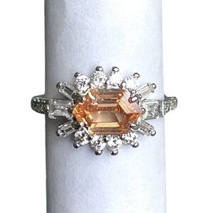 Bomb Party Ring Endless Daydream Smokey Topaz Cubic Zirconia Rhodium Plating NWT